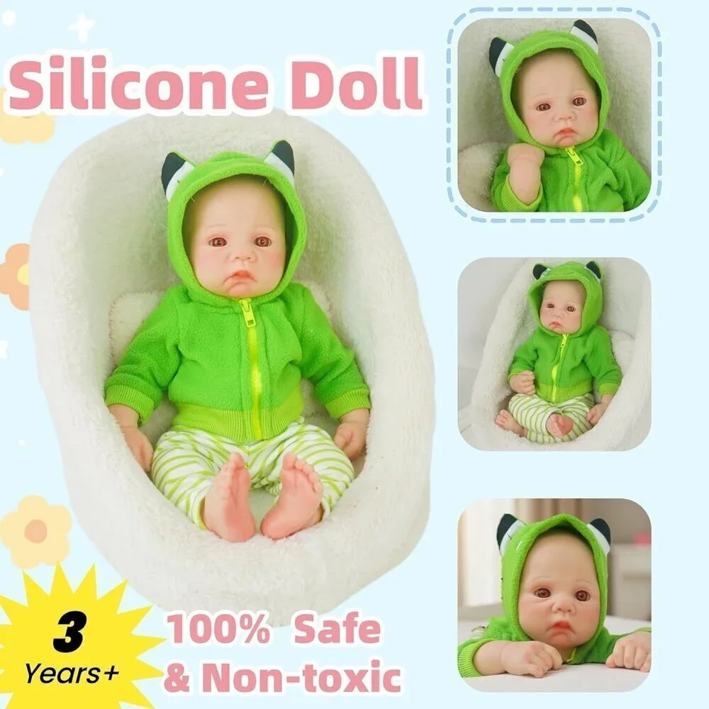 🆕17 Inch Realistic Full Silicone Lifelike Reborn Baby Doll Girl With Open Eyes